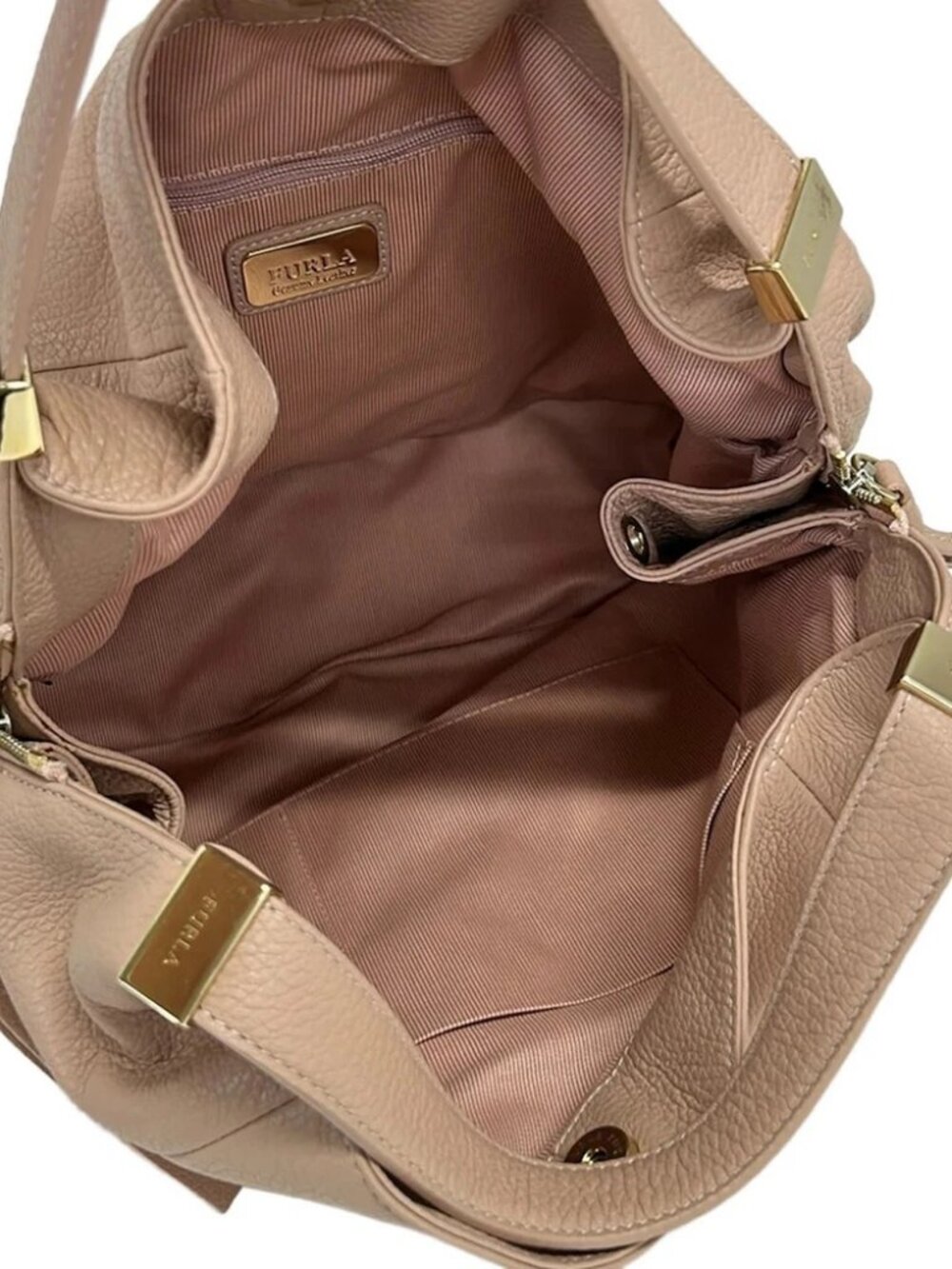 FURLA Pink Beige Leather Handbag - Picture 7 of 14